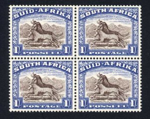 South Africa 1947-54 SG.120 1s brown and deep blue block of 4 UM cat 22 pounds