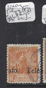 NICARAGUA (P1509B) 10C TELEGRAPH STAMP SPLIT OVPT  VFU