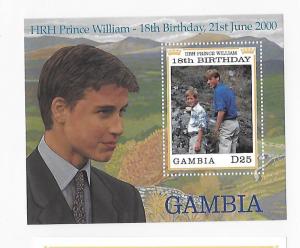 Gambia 2000 Prince William 18th Birthday S/S MNH C3