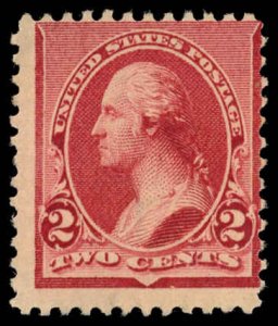 US Sc 220 MINT NO GUM - 1890 2¢ - Washington; Soft Porous Paper