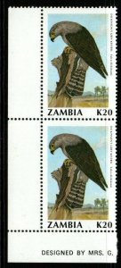 ZAMBIA SG636 1991 20k BIRDS PAIR MNH