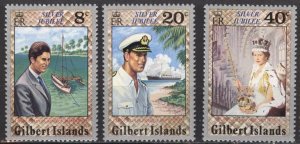 Gilbert Islands 293-295 (mnh set of 3) Elizabeth II Silver Jubilee (1977)