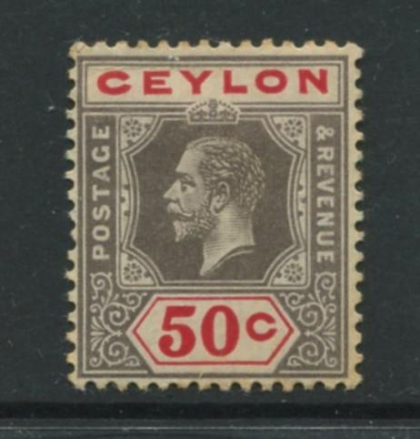 Ceylon -Scott 209 - KGV -Definitive- 1912- MH - Single 50c Stamp