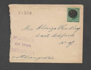 Scott 273 on 1896 Registered Cover - Shortened Envelope