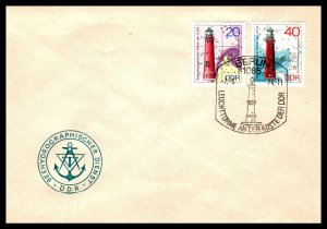 Germany DDR 1553-1557 Lighthouses Set of Two U/A FDC