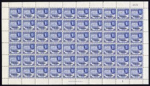 Somaliland Protectorate KGVI SG134 2/- on 3r Bright Blue COMPLETE sheet (60) U/M 