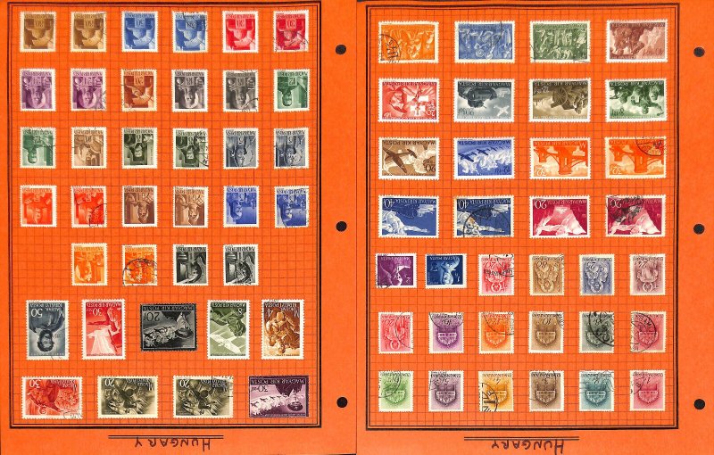 Hungary Stamp Collection on 50 Quad Pages, 1875-1978 