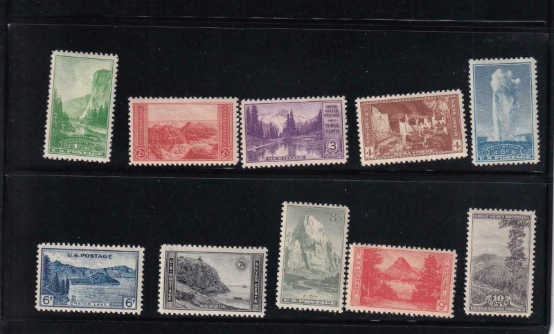 US; 1934 National Parks, Perf 11, Sc #740-749, MNH (S19556) 