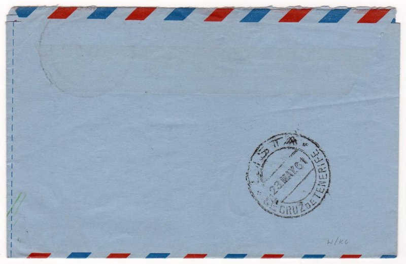 10c Jet Airliner air letter sheet used to Canary Islands, 1961