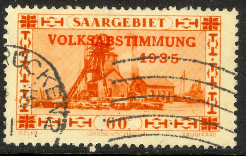 SAAR 1934 60c Colliery Shafthead Pictorial w PLEBISCITE Ovpt Sc 146 VFU