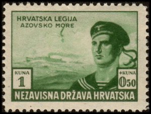 Croatia B33 - Mint-H - 1k+50b Sailor / Sea of Azov (1943) (cv $0.40)