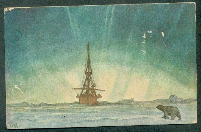 NORWAY 1918 Multi franked FRAM card “Ship & Polar Bear reverse,