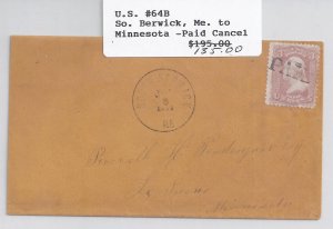 US Scott #64B used on cover