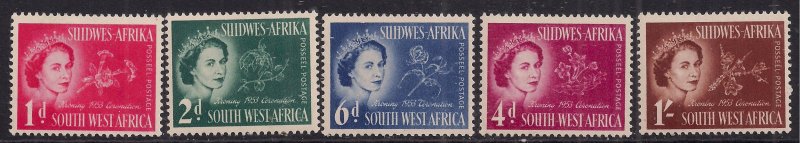 South West Africa 1953 QE2 Set Coronation Umm SG 149 - 153 ( L1445 ) 