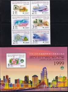 Macao 1999, Administrative Region PRC MNH Sheet + Block  # 1012-1013