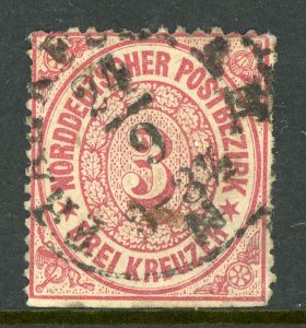 Germany States 1868 North German Confederation 3 Kr Rose Scott #9 VFU G484