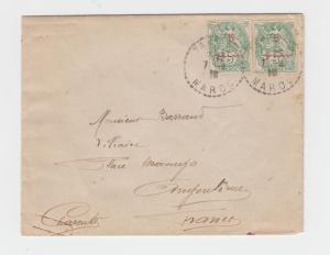 MOROCCO 1912 COVER, 2x 5c on 5c RATED, TO FRANCE