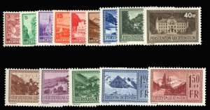 Liechtenstein #116-129 Cat$275, 1934-35 3rp-1.50fr, complete set, never hinged