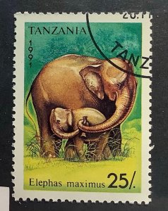 Tanzania 1991 Scott 794 CTO - 25sh,   African Elephant, Elephas maximus