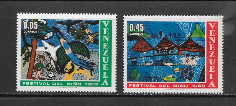 BIRDS - VENEZUELA #954-5 CHILDREN'S ART MNH