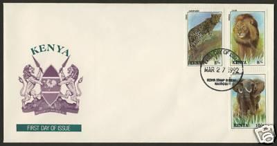 Kenya 568-70  FDC Wild Animals, Leopard, Lion, Elephant