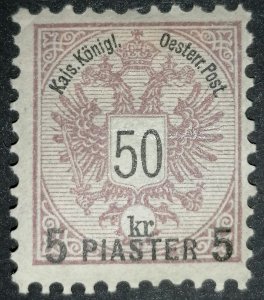 Austria post Turkish Empire - Levante 5 pia on 50kr 1888 MH