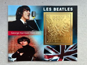 Music Beatles 2023 year 5 blocks Foil. Gold.  perforated  NEW