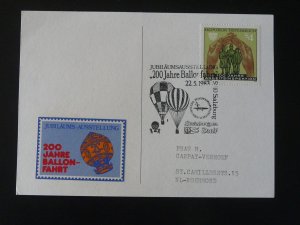 ballonpost bicentenary of hot air balloon postcard Austria 1983 blue cinderella