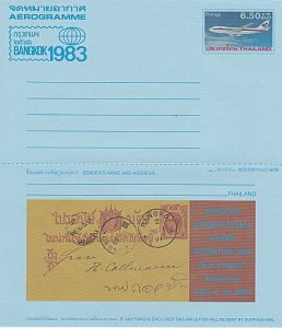 THAILAND 1983 6.50b aerogramme Bangkok Stamp exhibition - unused............L430