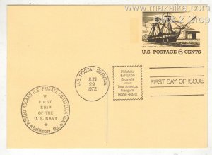 1972 TOURISM YEAR POSTAL CARD UX61 US FRIGATE CONSTELLATION CARRIED ON BOARD!