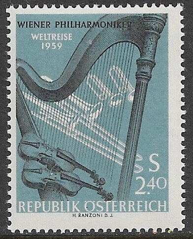 AUSTRIA 1959 Vienna Philharmonic Orchestra Tour Issue Sc 649 MNH