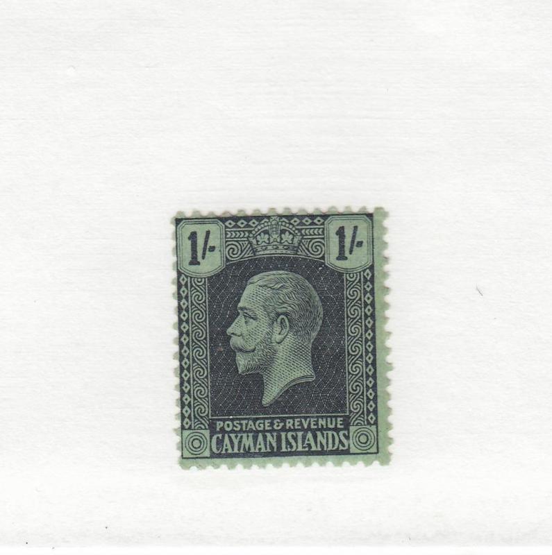 CAYMAN ISLANDS  # 59 VF-MH  1sh  1925  KING GEORGE V /BLACK GREEN CAT VALUE $12