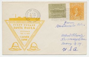 Cover / Cachet Guatamala 1933 First Voyage Santa Paula - Grace Line