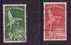 New Zealand-Sc#B30-1-used semi-postal set-Statue of Eros-1947-