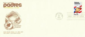 FDC #2097 Roberto Clemente San Diego Padres Baseball Club Cover 2 Puerto Rico 84