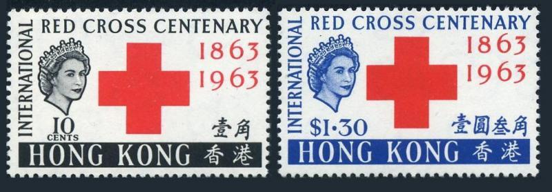 Hong Kong 219-220,MNH.Michel 212-213. Red Cross Centenary,1963.