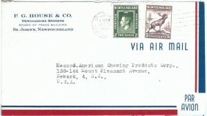 72396 -  NEWFOUNDLAND - POSTAL HISTORY:  AIRMAIL Cover to USA 1945