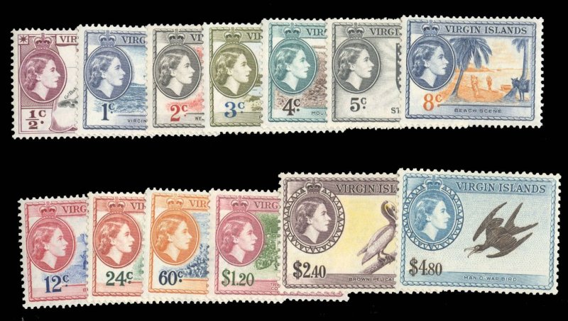 Virgin Islands 115-127, $98.85, 1956 QEII, lightly hinged