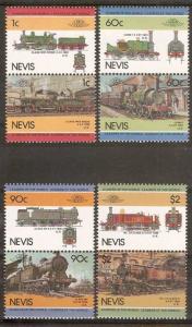 Nevis 1985 Locomotive Railway Train Transport Se-tenant Pair 8v MNH ++ 3320