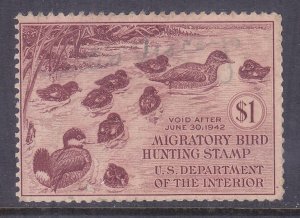 US RW8 Used 1941 $1 Family of Ruddy Ducks Duck Hunting Stamp