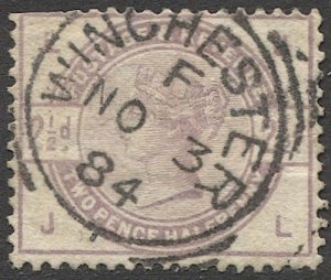 GB 1884  Sc 101  2-1/2d lilac  Used, VF,  SOTN WINCHESTER 1884 postmark/cancel