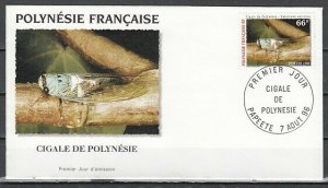 Fr. Polynesia, Scott cat. 691. Insect issue. First day cover.