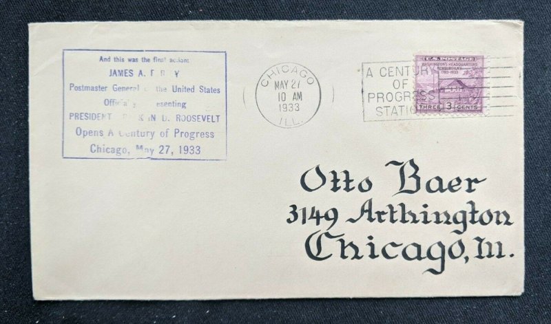 1933 Chicago Illinois Cover Century of Progress Cancel