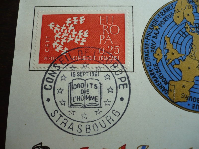 Europa 1961 - France - Set - First Day Cover Gummed Label