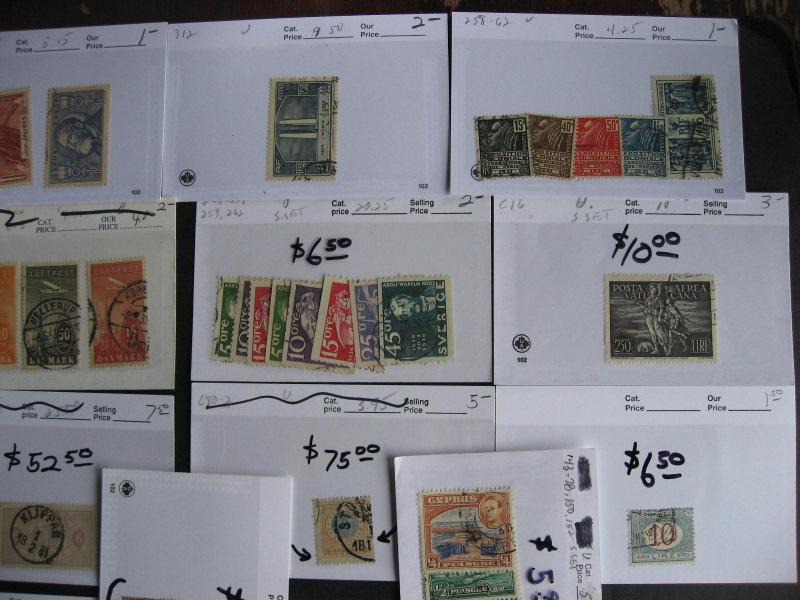 Old WESTERN EUROPE better stamps on sales cards,nice sized group check them out!