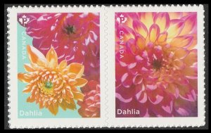 Canada 3237-3238 3238a Dahlias P pair B (from booklet) MNH 2020