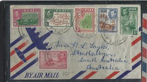 FIJI ISLANDS COVER (P0212B) 1951 KGVI  6 VALUES TO 5D ON A/M COVER TO USA 