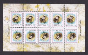 Lithuania  #633  MNH  1999   Sheet  bees containing 6 tete-beche pairs  70c