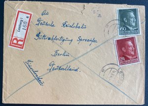 1944 Lemberg GG Poland Germany Registered Cover To Berlin