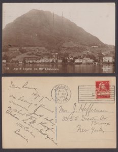 SWITZERLAND - 1925 LAKE LUGANO & MONTE SAN SALVATORE PICTURE POSTCARD TO USA